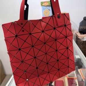 Issey Miyake Red Geometric Panel Tote